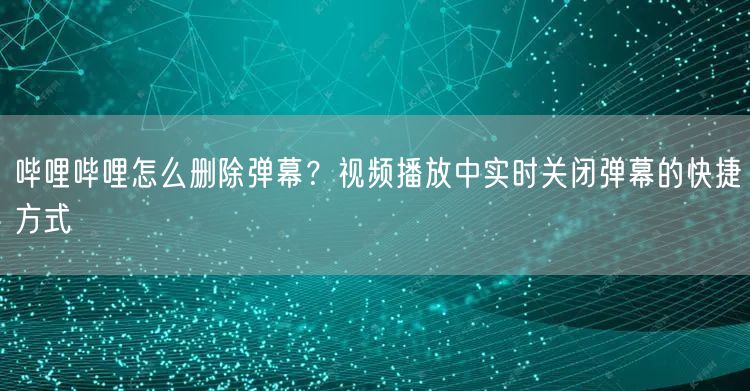 哔哩哔哩怎么删除弹幕？视频播放中实时关闭弹幕的快捷方式